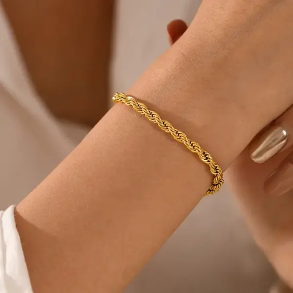 Simple Style Twist 304 Stainless Steel Stainless Steel Bracelets In Bulk