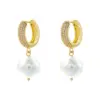 Wholesale 1 Pair Casual Elegant Round Plating Inlay Copper Pearl Zircon 18K Gold Plated Drop Earrings