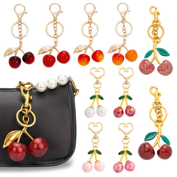 Wholesale Cross-border Explosions Cherry Keychain Women's Bag Hanging Cherry Alloy Keychain Jewelry Accessories Keychain