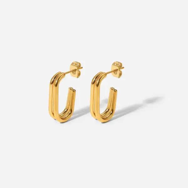 Wholesale Fashion Geometric Plating 304 Stainless Steel No Inlaid PVD Coated Earrings