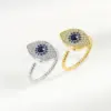 Copper Devil's Eye Rotating Ring Blue Eyes Adjustable Anxiety Relief Ring