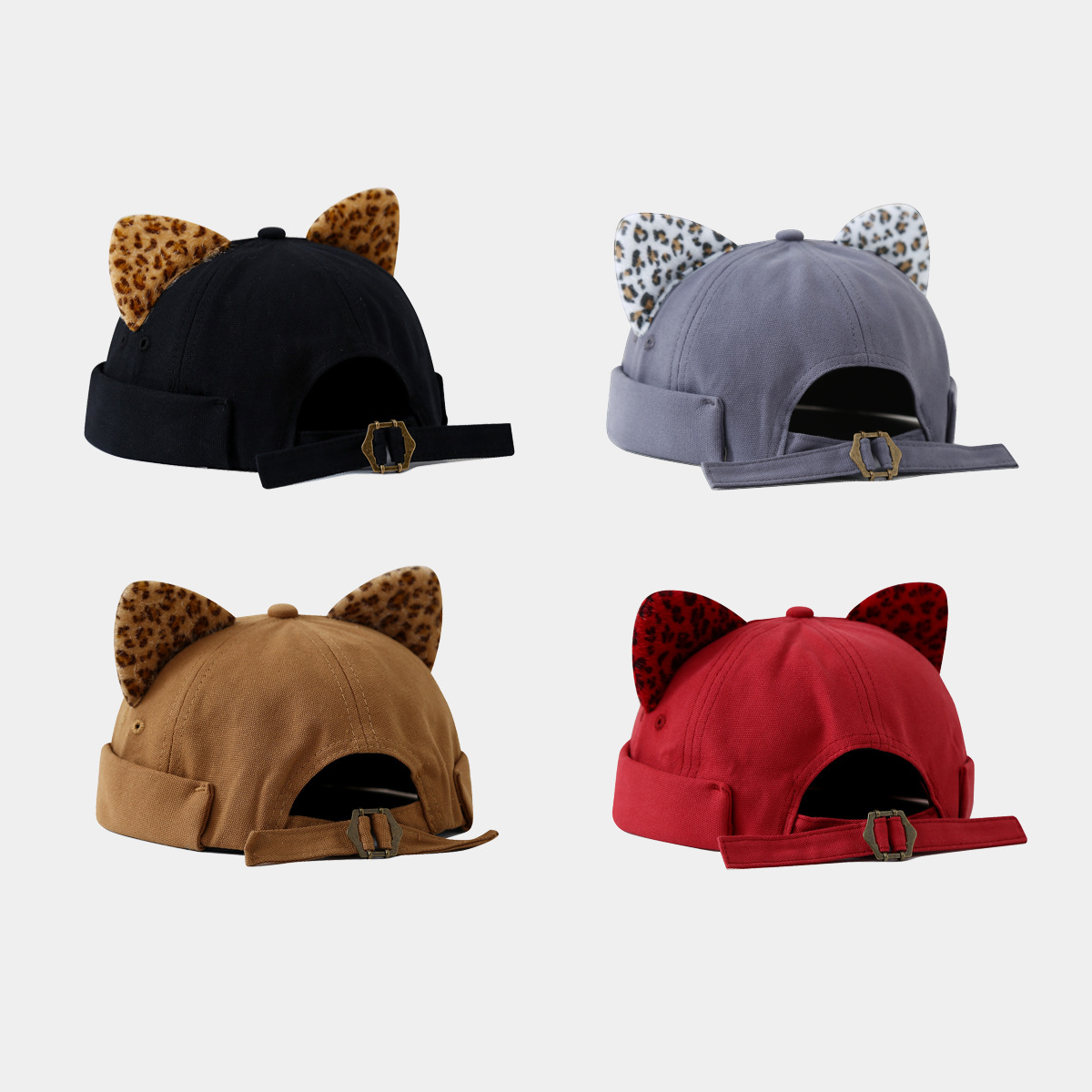 Wholesale Japanese-Style Literary Fresh Fashion Leopard Print Ear Melon Cap for Women Trendy Korean Version Internet Celebrity Trendy Land Cap Sailor