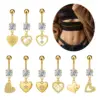 Stainless Steel Heart Series Zircon Navel Ring Piercing Jewelry Simple Style Unisex Navel Decoration Flower Pattern