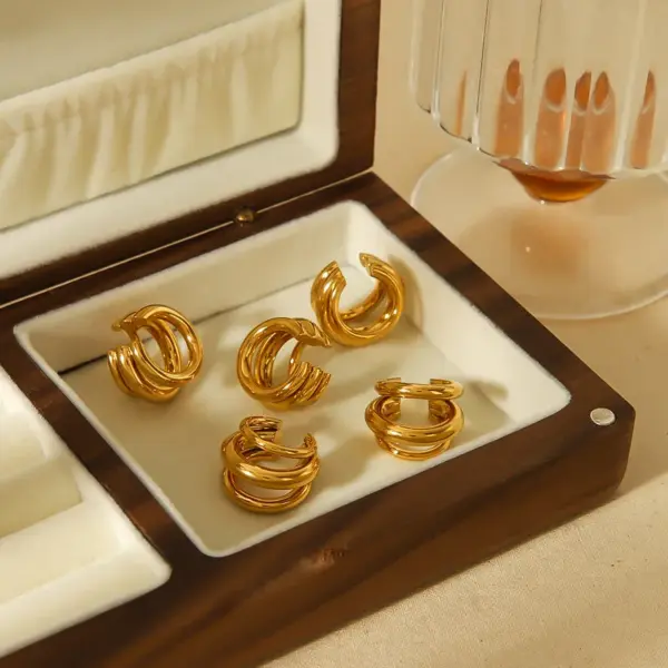 PVD Coated Real Gold Plated 18K Gold C Shape Geometric 304 Stainless Steel IG Style Simple Style Waterproof Non Tarnish Ear Cus