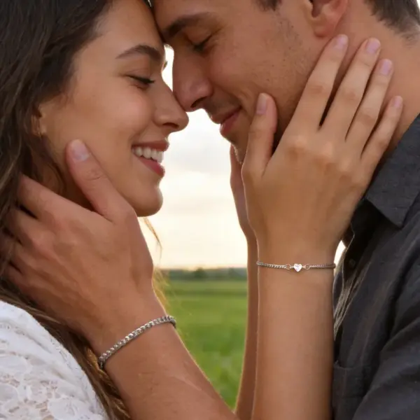 Wholesale Valentine's Day Jewelry 201 Stainless Steel Imitation Gold Plated Heart-Shaped Zircon Couple Bracelet Two-Piece Set Waterproof Non-Fading Cuban Chain