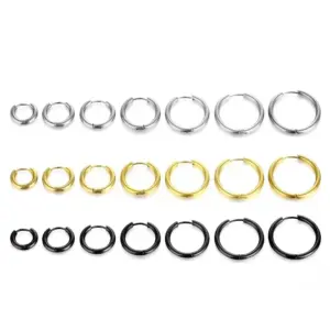 1 Piece Basic Round Plating Titanium Steel 18k Gold Plated Earrings