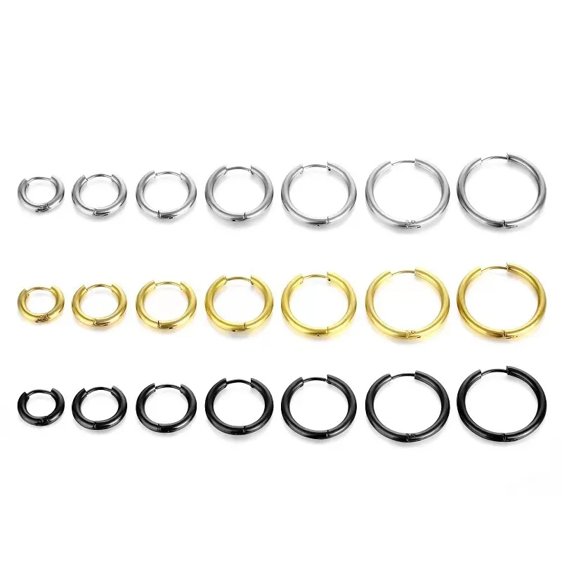 Wholesale 1 Piece Basic Round Plating Titanium Steel 18k Gold Plated Earrings