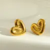Wholesale 18K Gold Plated 304 Stainless Steel Vacuum Electroplating (In Furnace) Heart-Shaped Three-Dimensional Earrings Valentine's Day Gift