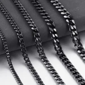Width 7mm Titanium Steel Black / 45cm Long