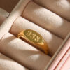Wholesale Stainless steel 18K plated oval number 333 gold ring for women