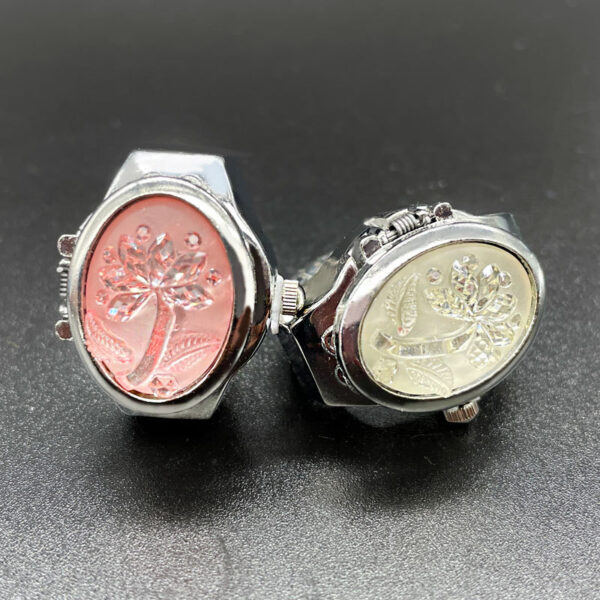 Wholesale [Ring watch] flip Gem Flower temperament personality ladies student creative ring Watch cross-border foreign trade direct batch