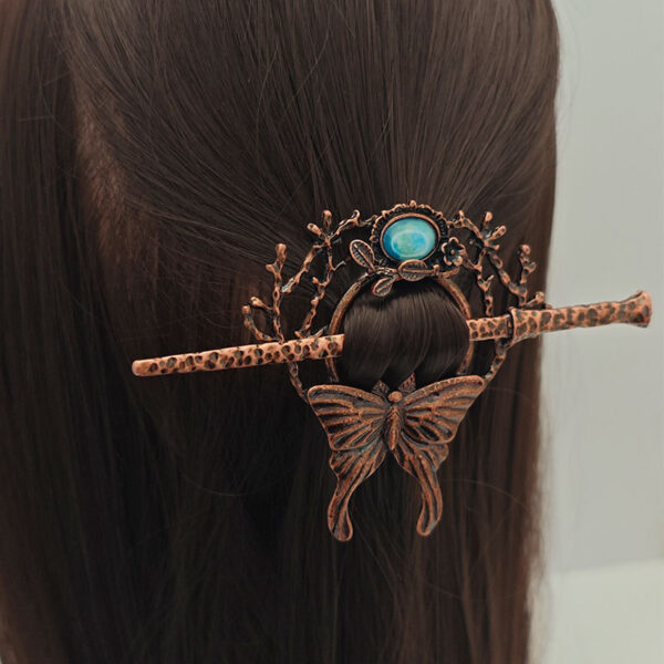 oly-59e671da1fbd992b684595bb808f7c70 Wholesale Cross-border Hot Selling Retro Nordic Imitation Moon Stone Butterfly Hairpin Viking Hair Stick Irish Norwegian Style Hair Aessories