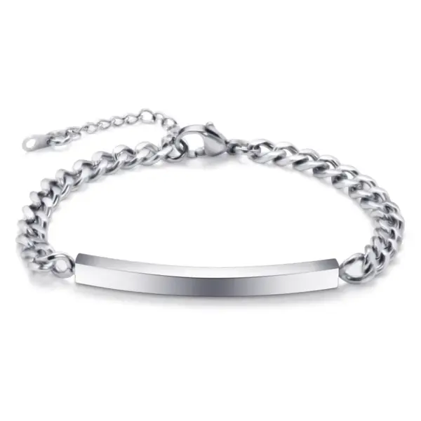 Wholesale Hip Hop Style Rectangle Stitching Chain Titanium Steel Id Bracelet