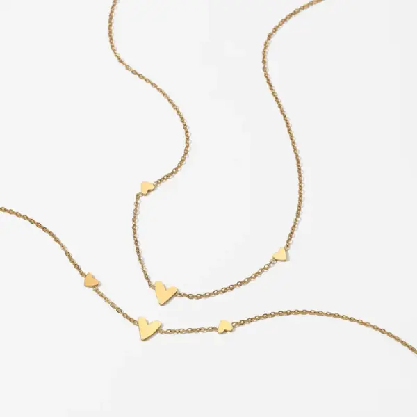 Real Gold Plated 304 Stainless Steel 316 Stainless Steel PVD Coated No Inlaid Heart Shape Waterproof Non Tarnish Modern Style Simple Style Bracelets Anklet Necklace For Women's