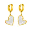 Wholesale Simple Style Heart Shape Titanium Steel Plating Inlay Shell Drop Earrings 1 Pair