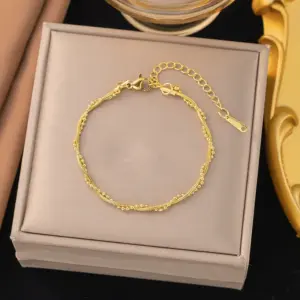 Ae2217 Bracelet Gold Bead + round Snake
