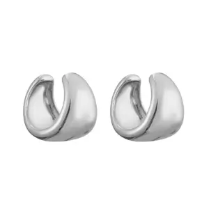 White Gold Color Wide Surface C- Shaped 1 Pair