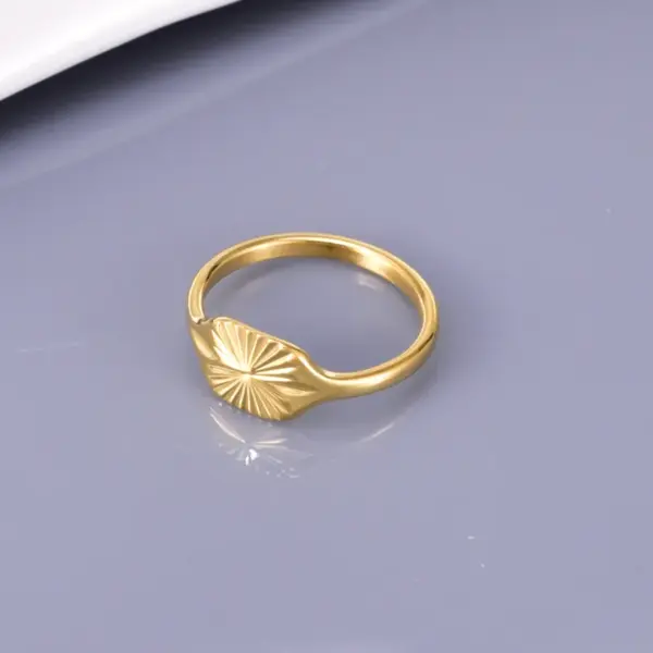 Wholesale 304 Stainless Steel Solid Color PVD Coated 18K Real Gold Plated Simple Style Waterproof Non Tarnish Plating Gold Rings