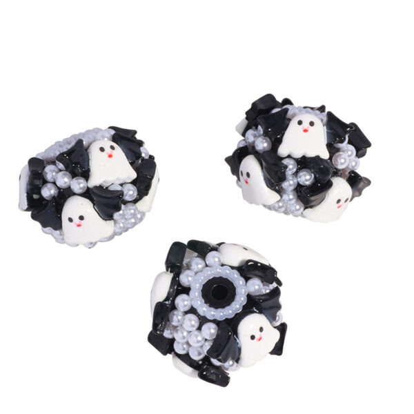 Wholesale Black and white ghost-themed Halloween beaded accessories with straight holes