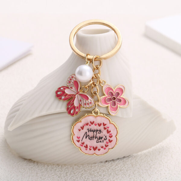 Wholesale Mother's Day Series Butterfly Flower Pendant Keychain Niche High-end Bag Pendant Gift for Mother