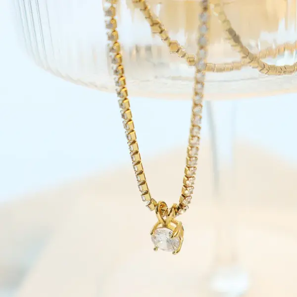 Wholesale PVD Coated Real Gold Plated 18K Gold Geometric 304 Stainless Steel Fashion Waterproof Non Tarnish 304 Stainless Steel Necklace