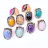 Wholesale Ethnic Style Oval Natural Stone Open Ring