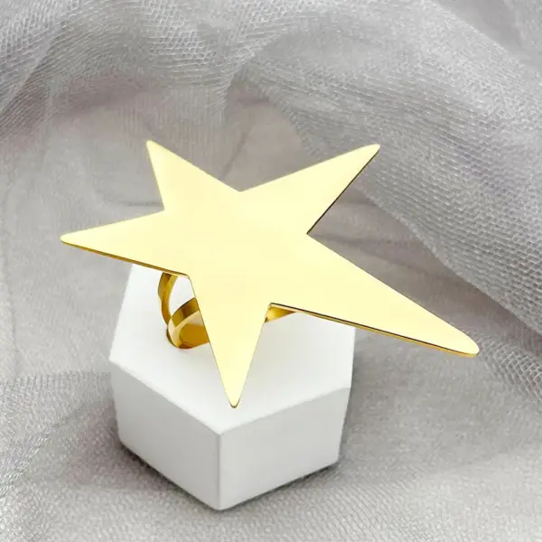 Wholesale Ion Plating (IP) 14K Gold Real Gold Plated Pentagram Starfish 304 Stainless Steel Simple Style Classic Style Waterproof Non Tarnish Open Rings