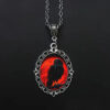 Wholesale 1 Pc Gothic Crow Oval Glass Pendant Necklace, Men Fashion Punk Style Jewelry Gift