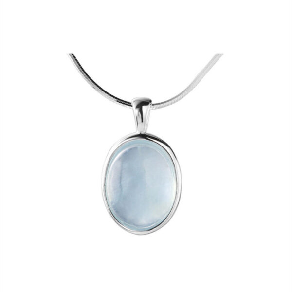 Wholesale Aquamarine Egg-Shaped Crystal Necklace Ins Niche Simple Oval Water Drop Pendant Cold All-Match Light Luxury Snake Bone Chain