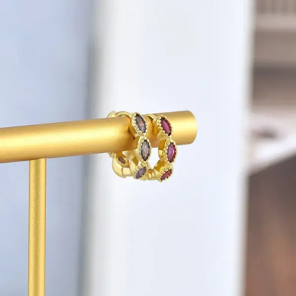 Wholesale Retro Waves Plating Inlay Copper Rhinestones Earrings