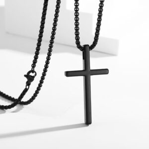 Glossy cross alloy black + chain 60cm