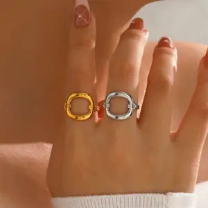 Wholesale Ion Plating (IP) 18K Gold Plated Geometric 304 Stainless Steel Simple Style Classic Style Commute Waterproof Non Tarnish Open Rings