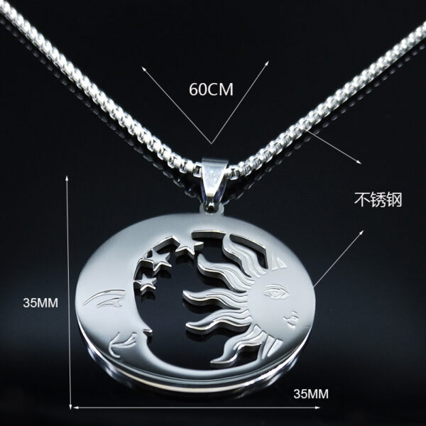 oly-5a21a0f13d5b137a92c18ef301ef03ac Wholesale MOON SUN five-pointed star necklace stainless steel stone invisible moon crescent worship necklace jewelry