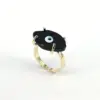 Wholesale Retro Devil's Eye Copper Gold Plated Glass Stone Open Ring 1 Piece
