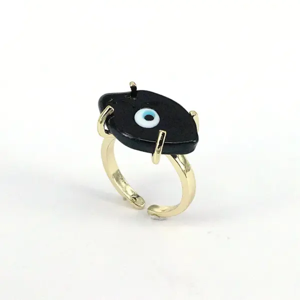 Wholesale Retro Devil's Eye Copper Gold Plated Glass Stone Open Ring 1 Piece