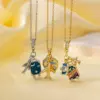 Wholesale Titanium Steel Copper Plating Heart Shape Flower Bow Knot Pendant Necklace