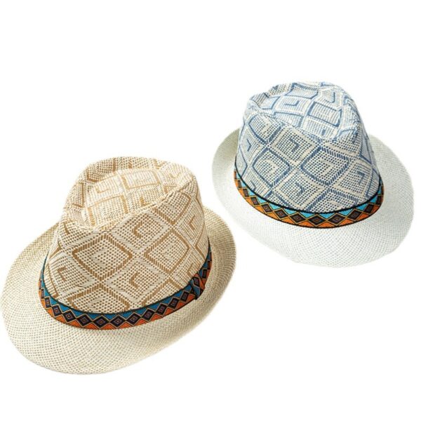 Wholesale Cross-border Sunshade Straw Hat Summer Outdoor Beach Sun Hat Sunscreen Hat Men's Ethnic Style Top Hat Fashion All-match