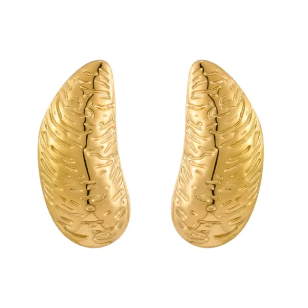 Wholesale 304 Stainless Steel Irregular Bow Knot Shell PVD Coated 18K Gold Plated Elegant Ear Studs