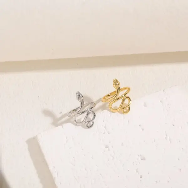 Wholesale Cute Sweet Simple Style Snake Copper 14k Gold Plated White Gold Plated Zircon Open Rings In Bulk