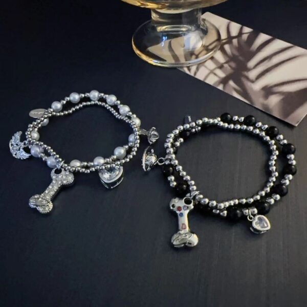 Wholesale Multi-layer pearl bead chain bracelet Diamond bone inlaid zirconium love bracelet niche design sweet cool all-match bracelet