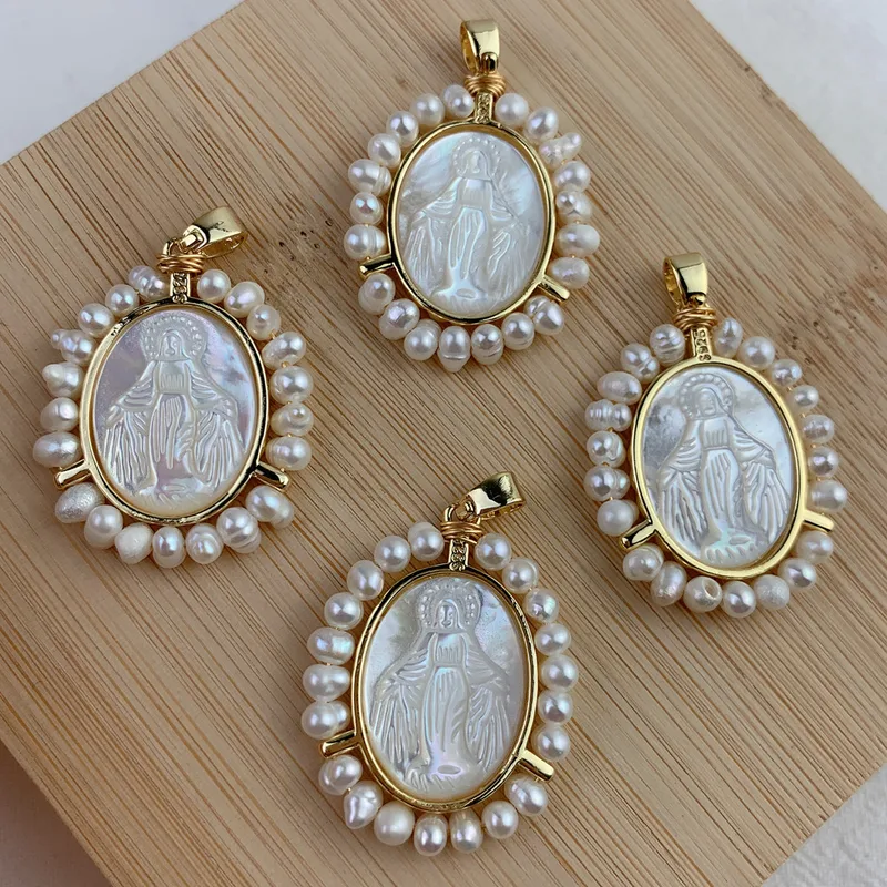 Wholesale 1 Piece Freshwater Pearl Copper Freshwater Pearl Pearl Oval Pendant Charms Necklace Jewelry Accessories