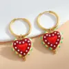 Wholesale 1 Pair Casual Cute Sweet Heart Shape Enamel Plating 304 Stainless Steel 18K Gold Plated Charm Sleeper Hoop Earrings