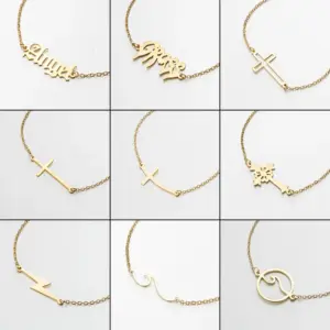 PVD Coated Real Gold Plated Letter 201 Stainless Steel Simple Style Waterproof Non Tarnish 201 Stainless Steel Bracelets