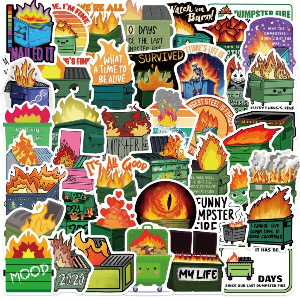 Wholesale cartoon dustbin fire series stickers DIY stickers