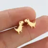 PVD Coated 18K Gold Real Gold Plated Dinosaur 304 Stainless Steel Fashion Waterproof Non Tarnish Ear Studs