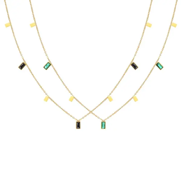 Wholesale Jewelry Fashion Geometric 201 Stainless Steel Zircon Gold Plated Stainless Steel Necklaces