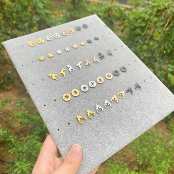 PVD Coated 18K Gold Real Gold Plated Christmas Tree 304 Stainless Steel Fashion Waterproof Non Tarnish Ear Studs