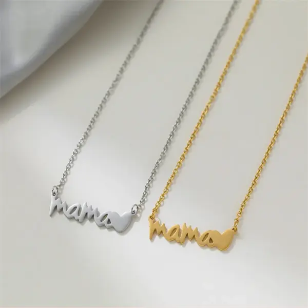 Wholesale Lady Mama Letter Heart Shape Titanium Steel Plating Necklace