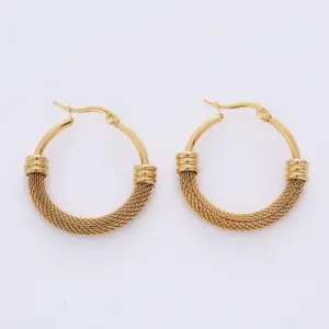 Wholesale Fashion Circle Plating 304 Stainless Steel 18K Gold Plated Stainless Steel Earrings