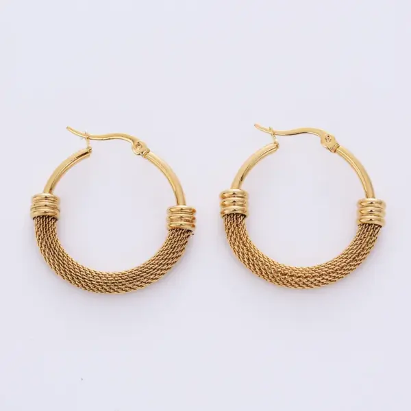 Wholesale Fashion Circle Plating 304 Stainless Steel 18K Gold Plated Stainless Steel Earrings